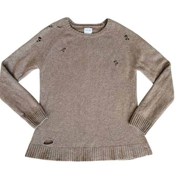 Anine Bing Sweater Wool Distressed Taupe Neutral Minimalist Fall Winter Medium - Picture 8 of 14